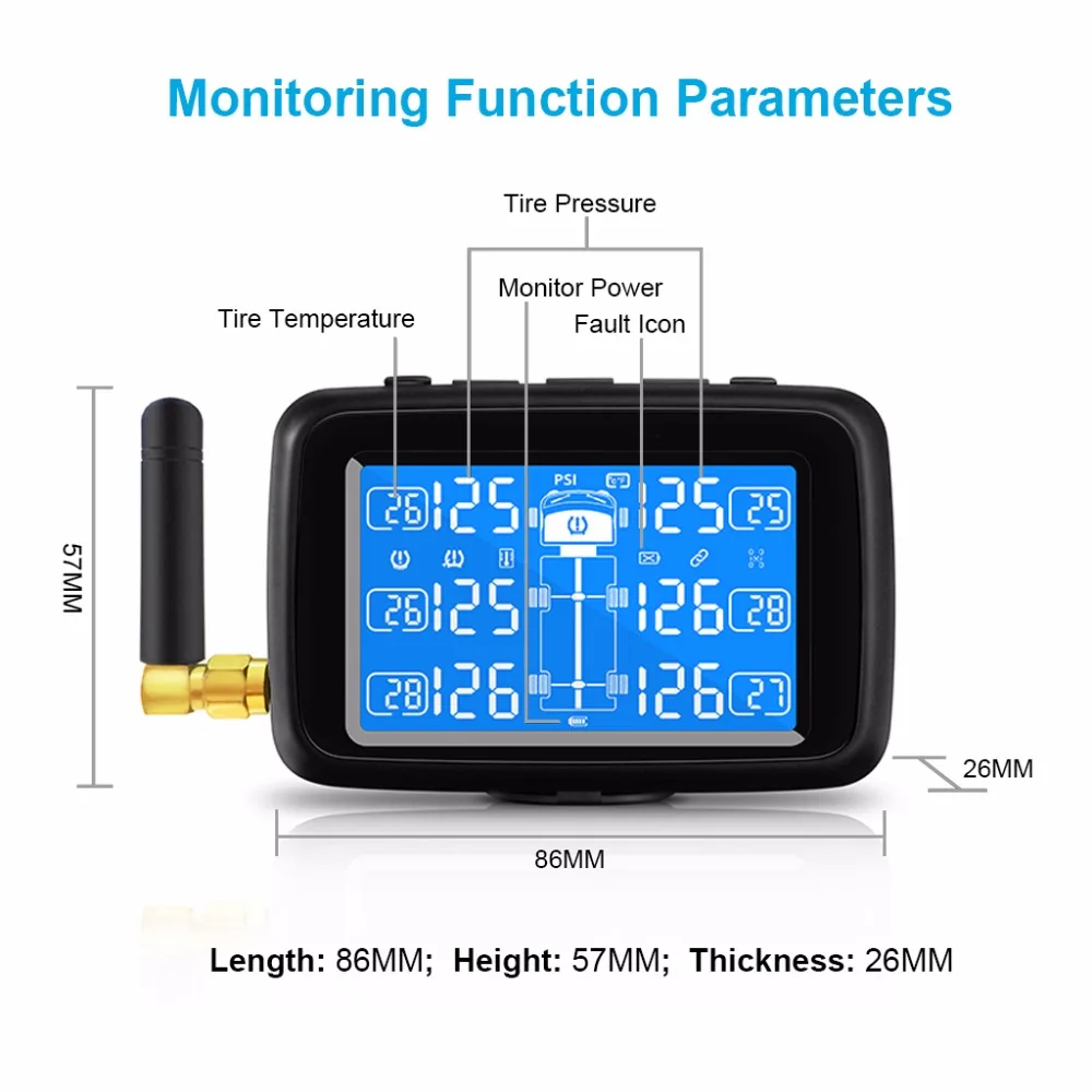 CAREUD U901 TPMS грузовик автомобиль система контроля давления в шинах с 6 внешними