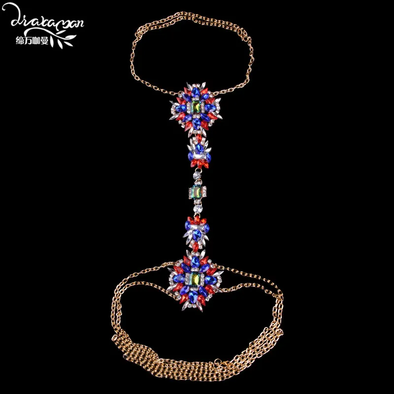 Бренд Dvacaman,, модные женские украшения для тела с кристаллами, сексуальные стразы, колье, ожерелье, жгут, бюстгальтер, ювелирное изделие DD28 - Окраска металла: colorful1