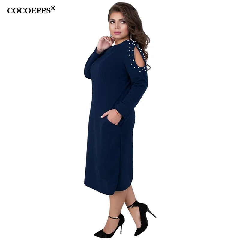 CACNCUT 5XL 6XL женское платье большого размера весеннее Повседневное платье с длинным рукавом большого размера женское элегантное вечернее платье