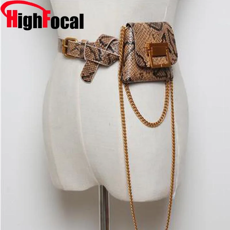 Женская поясная сумка со змеиным принтом забавная сумочка из искусственной кожи