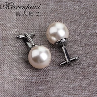 vintage beads cufflinks for men women round white imitation pearl cuff link business suit cuff buttons wedding party gift