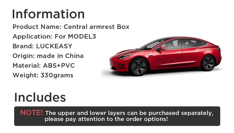 LUCKEASY автомобильный центральный подлокотник коробка для Tesla MODEL3- двойная дизайнерская салфетка для хранения Коробка для мусора