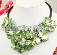 Оптовая цена ^ зеленый цветок перламутровая оболочка ожерелье | Украшения и