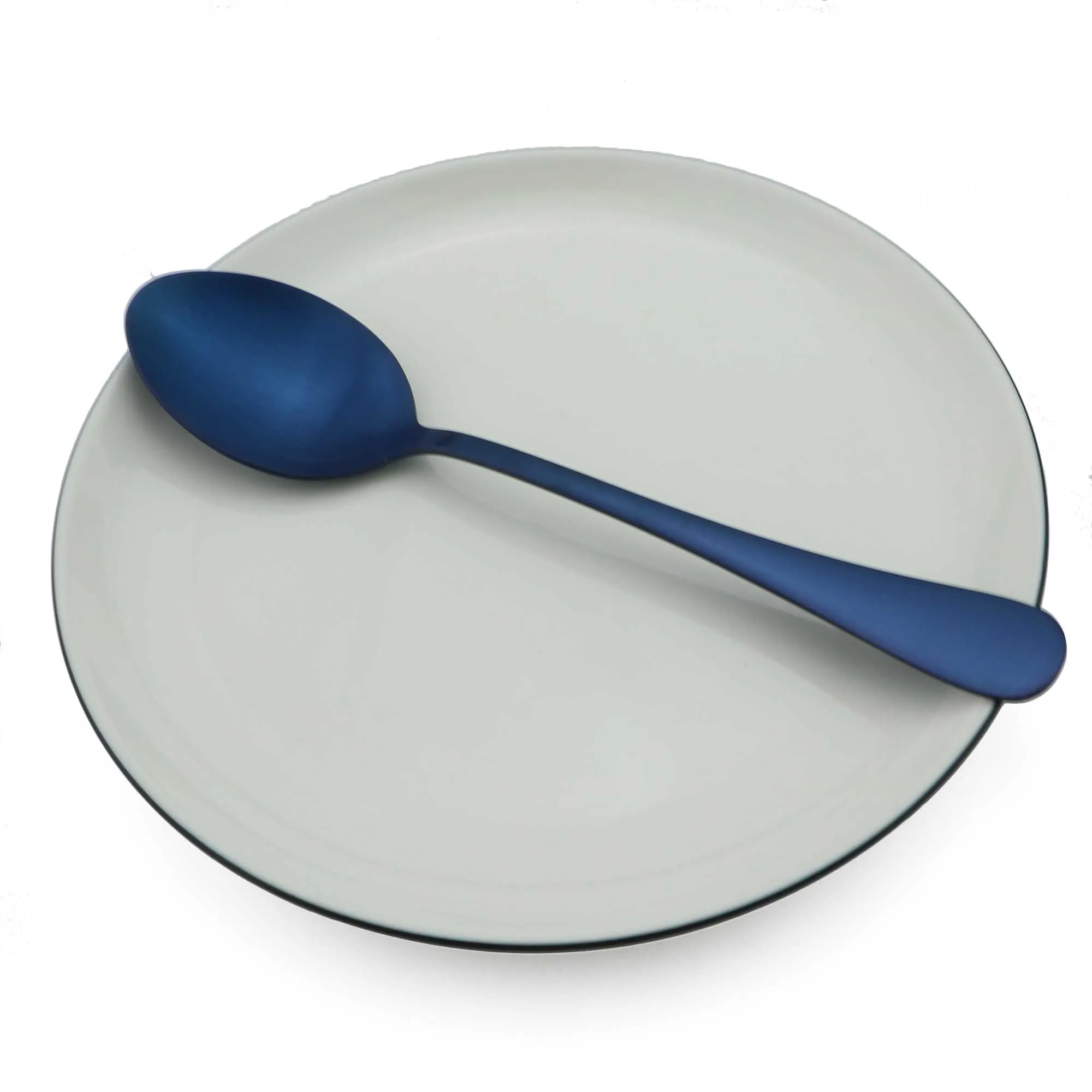 Dinner Spoon 1 шт Матовый Синий Нержавеющая сталь вилка и Стейк-нож ложка Ресторан Столовый Текстиль для отеля столовые сервизы Кофе торт ложка, чайная ложка - Цвет: Dinner Spoon