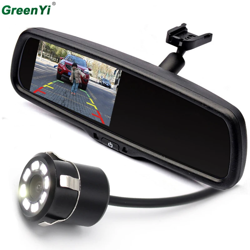 Парктроник GreenYi 4 3 &quotTFT LCD Автомобильное зеркало заднего вида с монитором 2