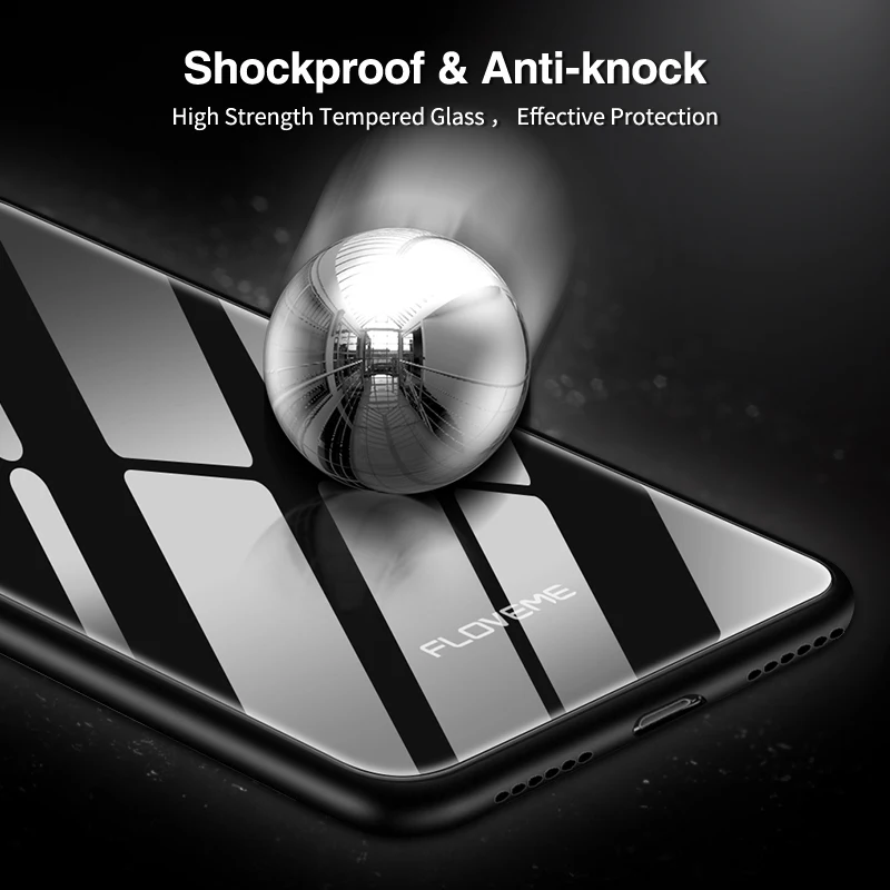 FLOVEME красный закаленный Прозрачный чехол для телефона iPhone X 7 8 Plus 6 6s стеклянная