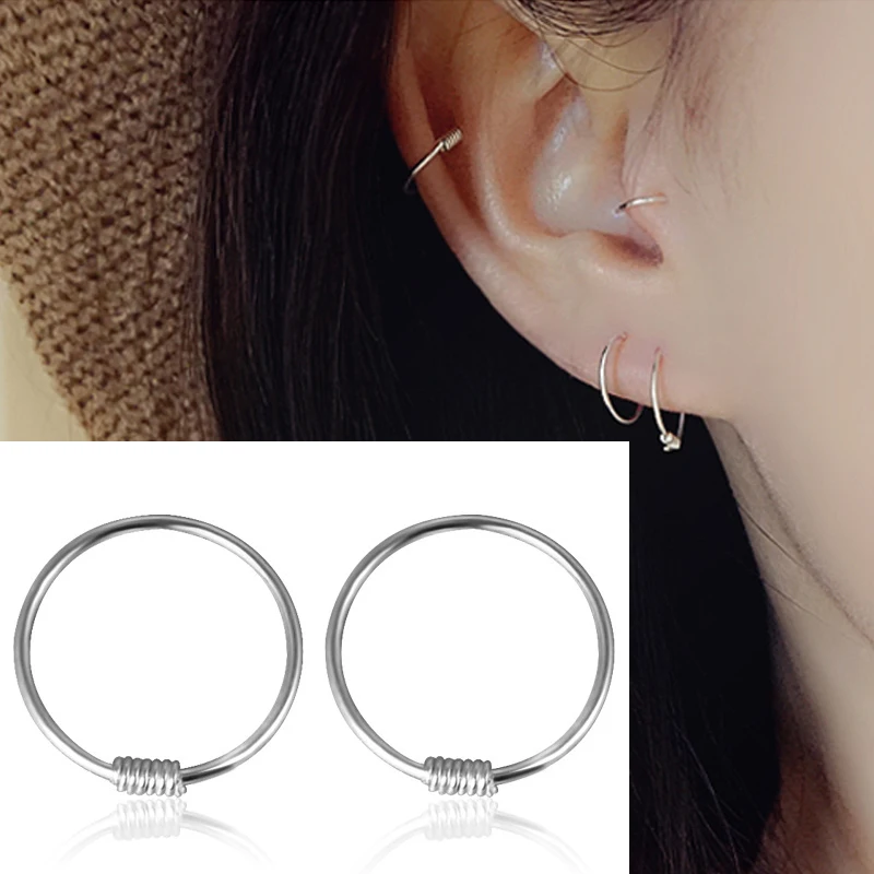 Серьги из серебра 925 пробы гвоздик для козелка спиральный хряща носоупорные