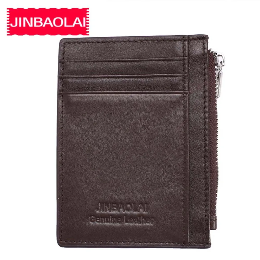 Кошелек JINBAOLAI мужской из натуральной коровьей кожи на молнии с отделением для