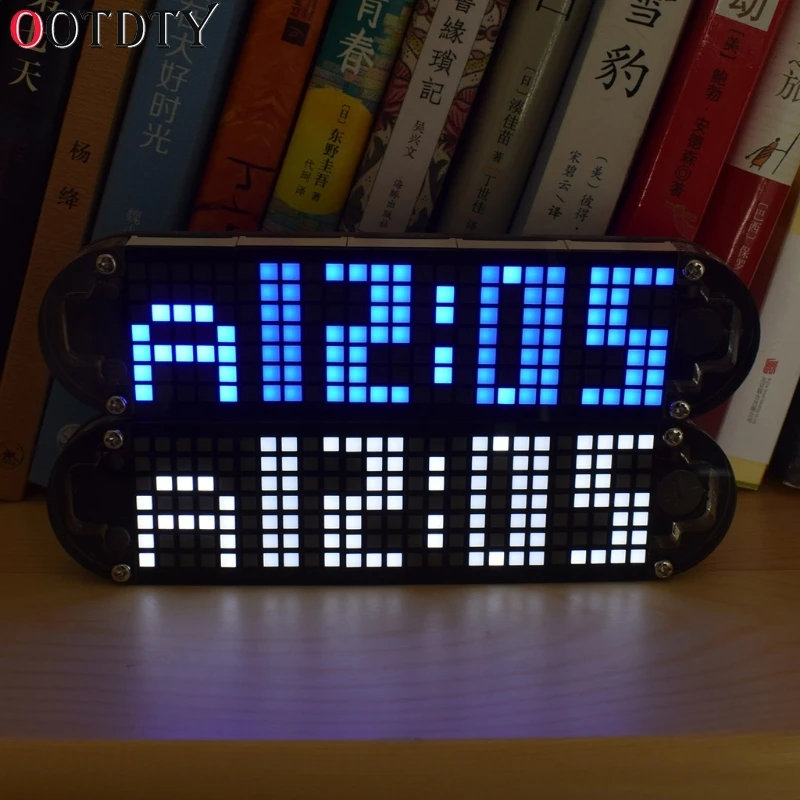 OOTDTY DS3231 измеритель температуры Высокая точность DIY цифровой точечный матричный светодиодный Будильник комплект с прозрачным чехол отображение даты и времени