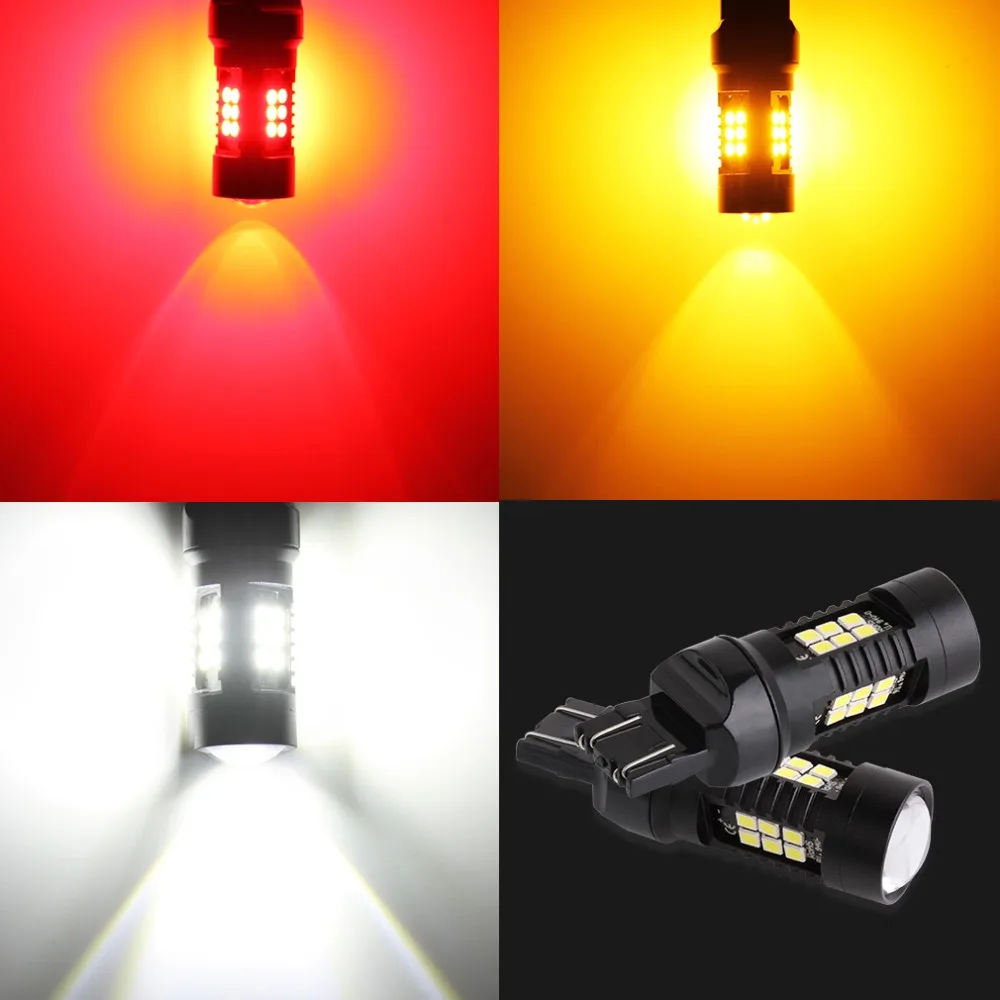 T20 LED Bulb 7443 w21/5w White Yellow Amber Red Automobiles 7440 wy21w w21w led bulbs Car Motorcycle Turn Signal Light | Автомобили и