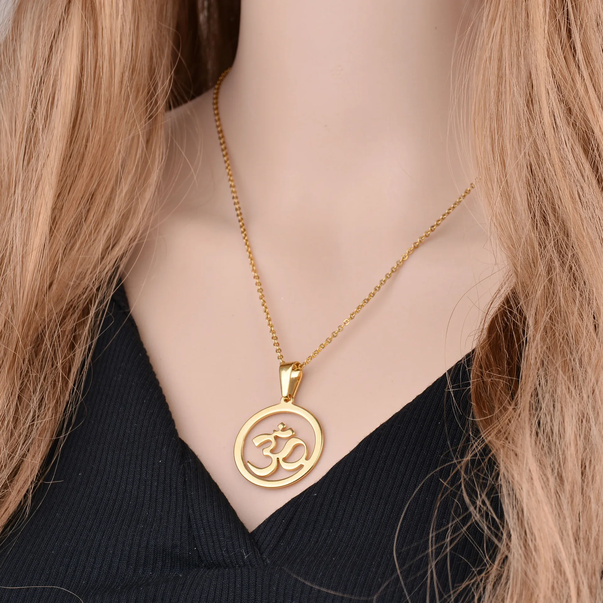 Индийские религиозные украшения Мандала Золотая буква подвеска Йога Neckalce