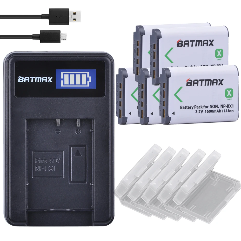 5x NP BX1 аккумуляторы AKKU + USB зарядное устройство для ЖК дисплея Sony HDR AS200v AS20 AS15 AS100V DSC