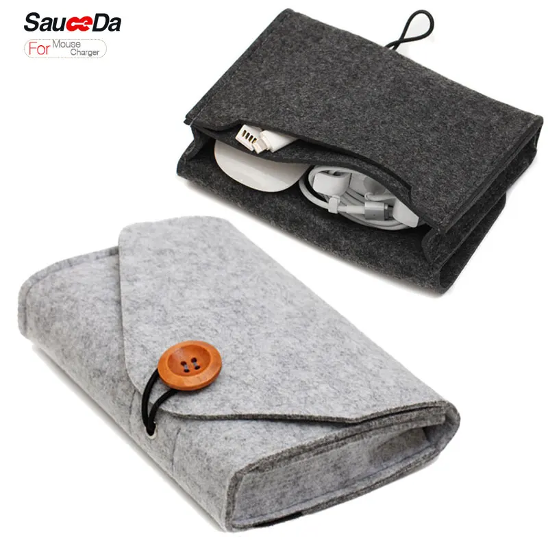wool felt Mouse pouch sleeve Bag for Wireless Storage Laptop adapter Charger USB Cable Multi Macbook Pro 2016 new | Компьютеры и офис