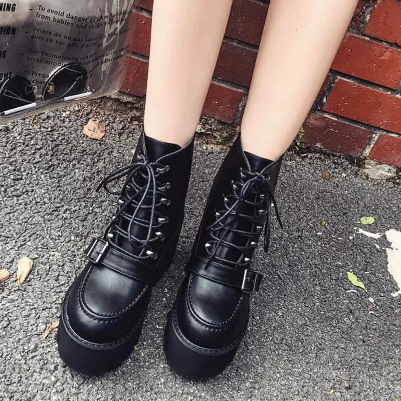 

Обувь на платформе, ботинки на шнуровке, обувь в стиле панк, ботильоны, обувь на высоком каблуке, мотоциклетные ботинки, женская дизайнерска...