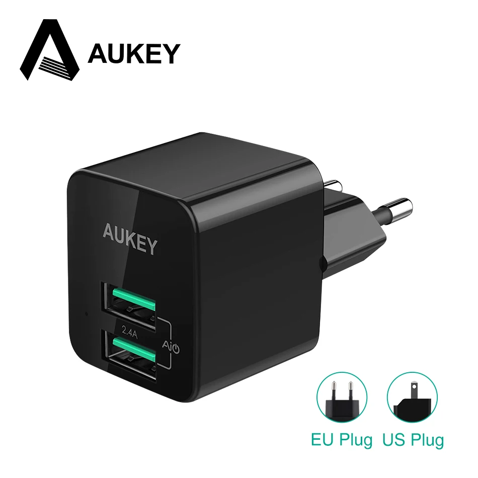 AUKEY USB зарядное устройство Ultra Mini 2.4A Dual Wall Быстрая зарядка для мобильного телефона