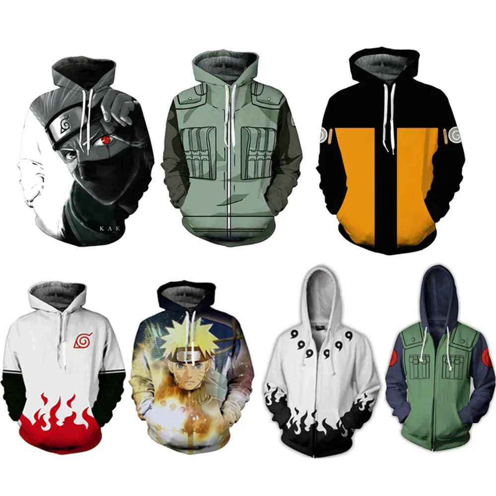 

Anime 3D Hoodies Sweatshirt Sasuke Kakashi Cartoon Casual Harajuku Hoody Thin Jacket Coat Streetwear Unisex