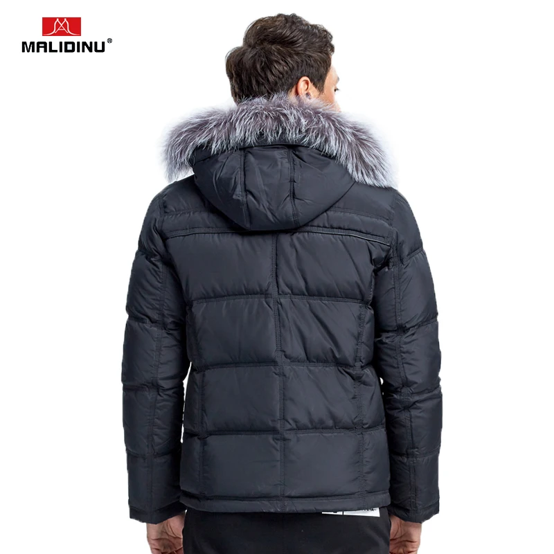 MALIDINU 2022 Men Duck Down Jacket Brand Winter Down Coat Real Fox Fur Mens Down Parka Coats For Men Outwear European Size -30C