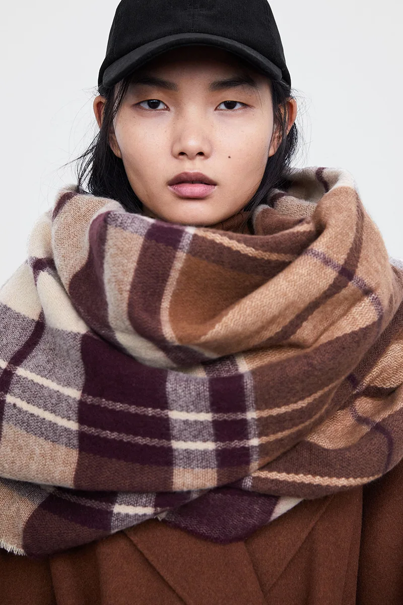 Роскошный брендовый клетчатый кашемировый шарф POBING для женщин базовые шарфы