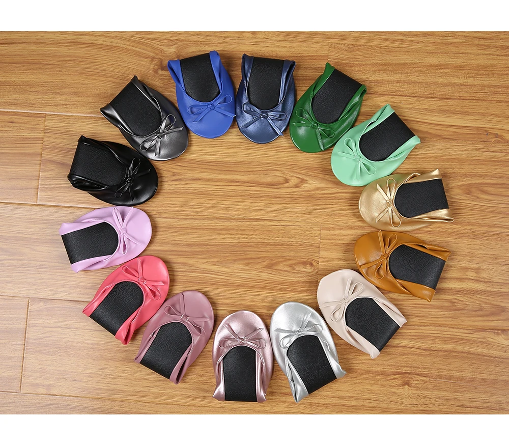 Синие туфли на плоской подошве переносная складка балетки складывающиеся для