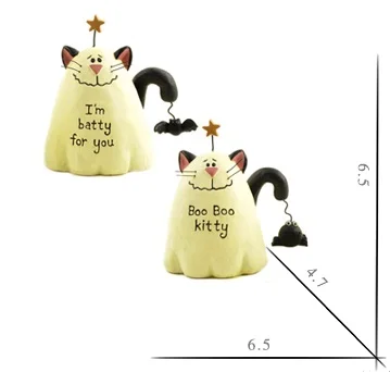 Набор из 2 фигурок Boo Batty and Kitty Cream Ghost Cats с черными злыми птицами сказочный сад