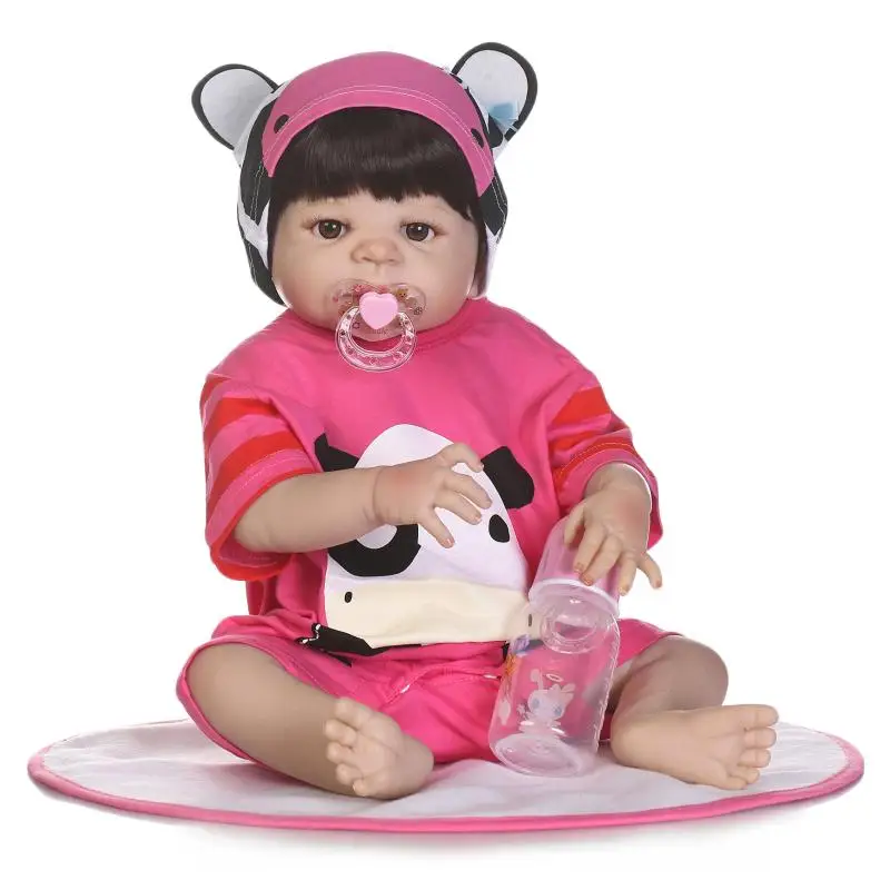 

22" Full silicone reborn babies dolls bebe 55cm alive stylish menina free shipping toy children Birthday cute Present Bathe Toy