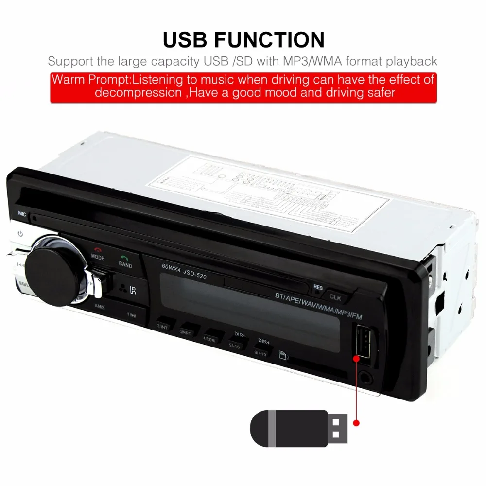 1 Din Авторадио автомобиля радио 12 в Bluetooth стерео в-тире FM Aux вход приемник SD USB MP3 MMC WMA