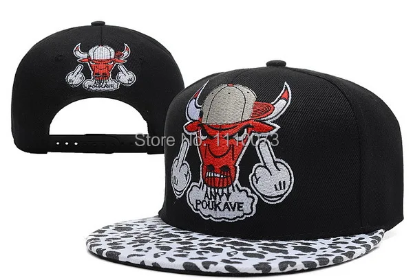 Crazy Bull Fuck leopard Snapback hats 