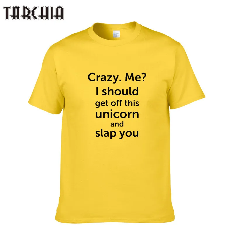 Футболка TARCHIA Мужская брендовая Мода 2018 футболка с принтом CRAZY ME повседневные
