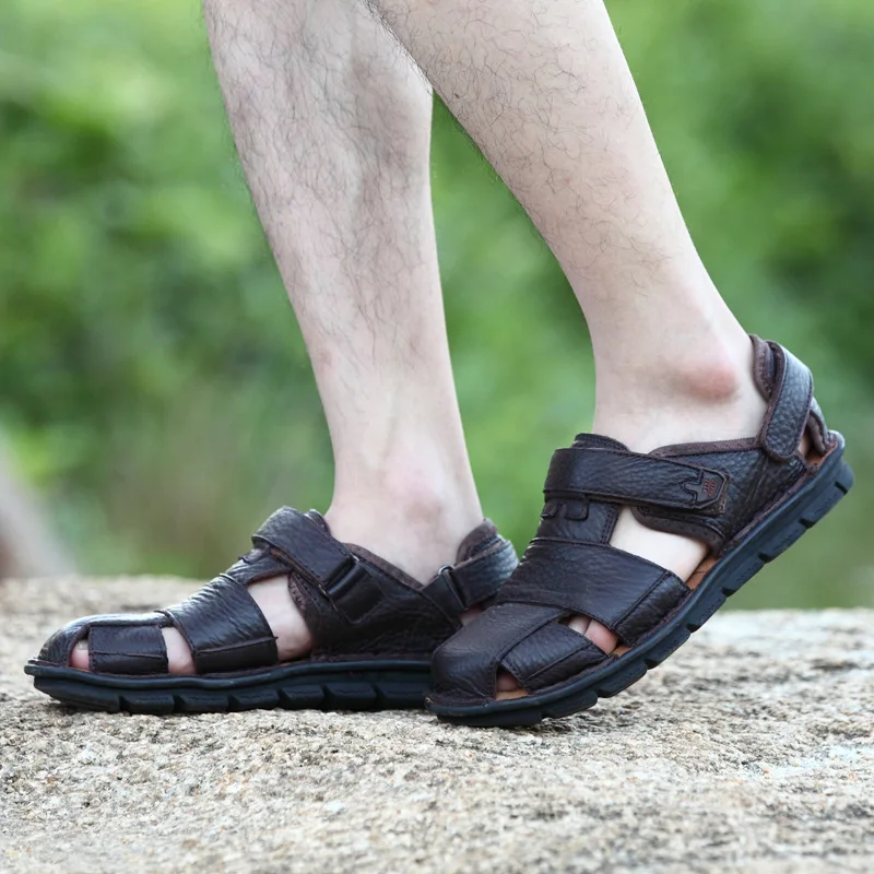 Real Leather Casual Summer Beach Sandals 2017 New Men Shoes Cowhide Genuine Mens | Обувь