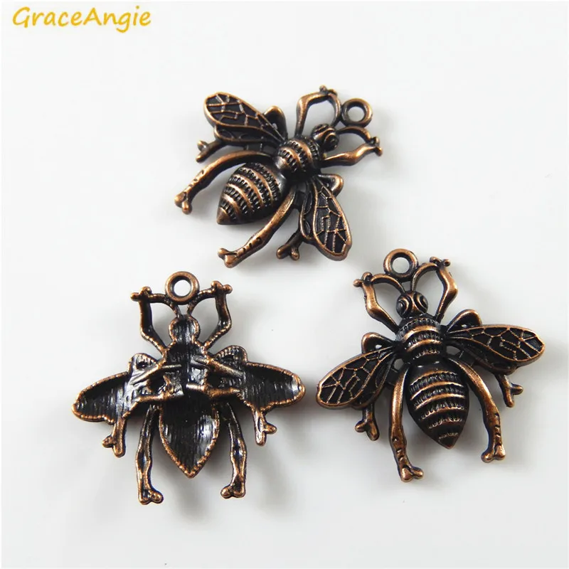 GraceAngie 30 шт. оптовая продажа яркие медные пчелы кулон медный тон сплав очарование
