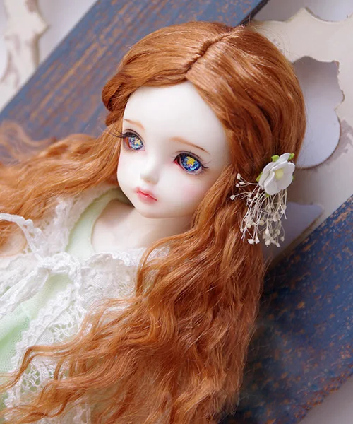 BJD кукольные парики оранжевый красный плетеный волнистый длинный кудрявый имитация мохера для 1/4 BJD MSD кукольные парики кукольные аксессуары