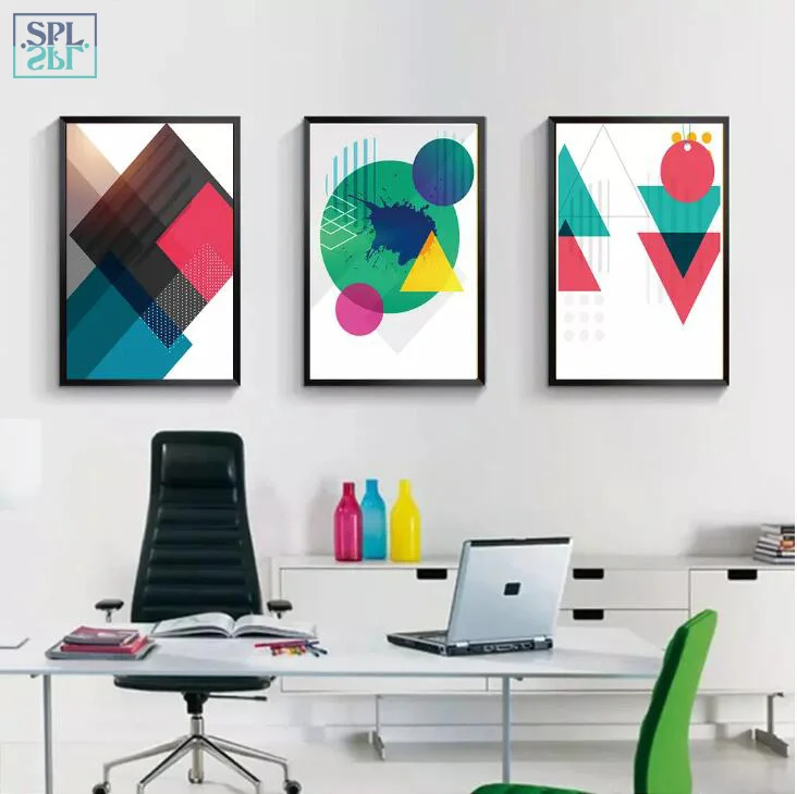 

SPLSPL Unframed Abstract Geometric Canvas Art Print Posters And Painting Nordic Poster Wall Pictures For Living Room Decor