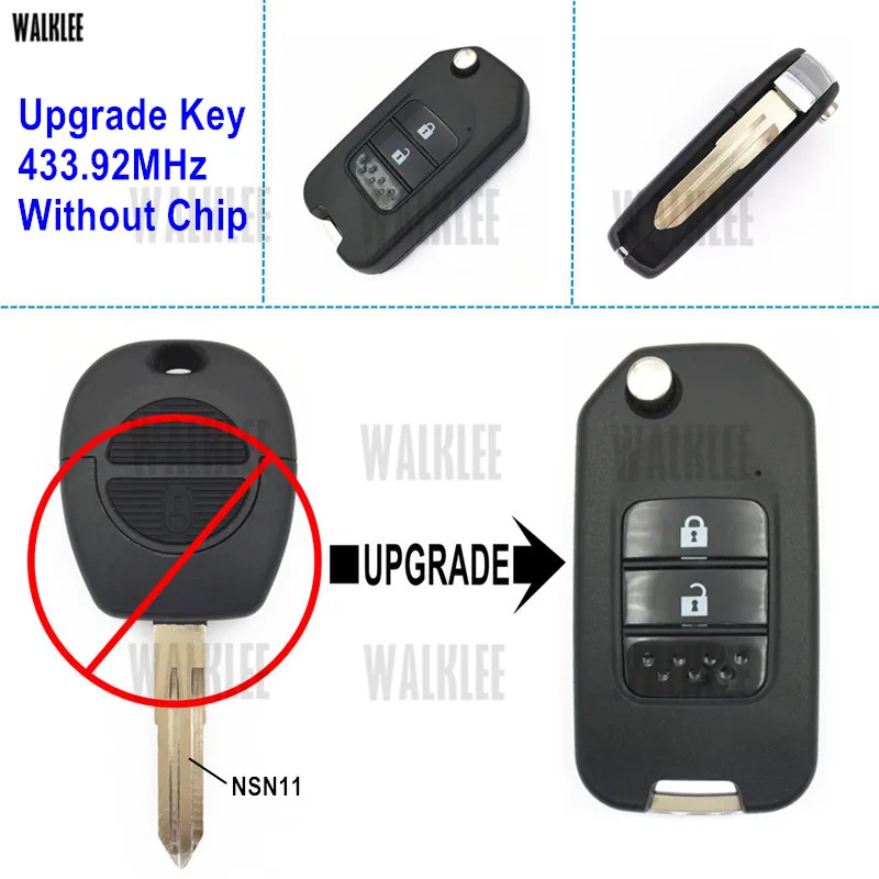 Дистанционный ключ WALKLEE для Nissan Almera/Micra/Primera/Patrol/Pulsar/Navara/X Trail/Terrano 433 92 MHz без