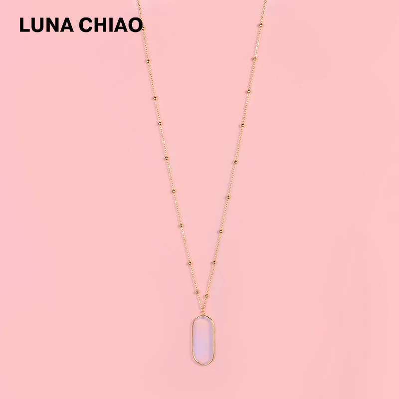 LUNA CHIAO модная длинная куперная цепочка полудрагоценные подвески и ожерелья