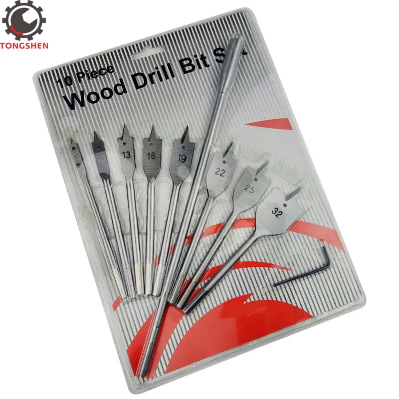 10 шт. набор сверл с плоской лопатой из высокоуглеродистой стали Плоских для