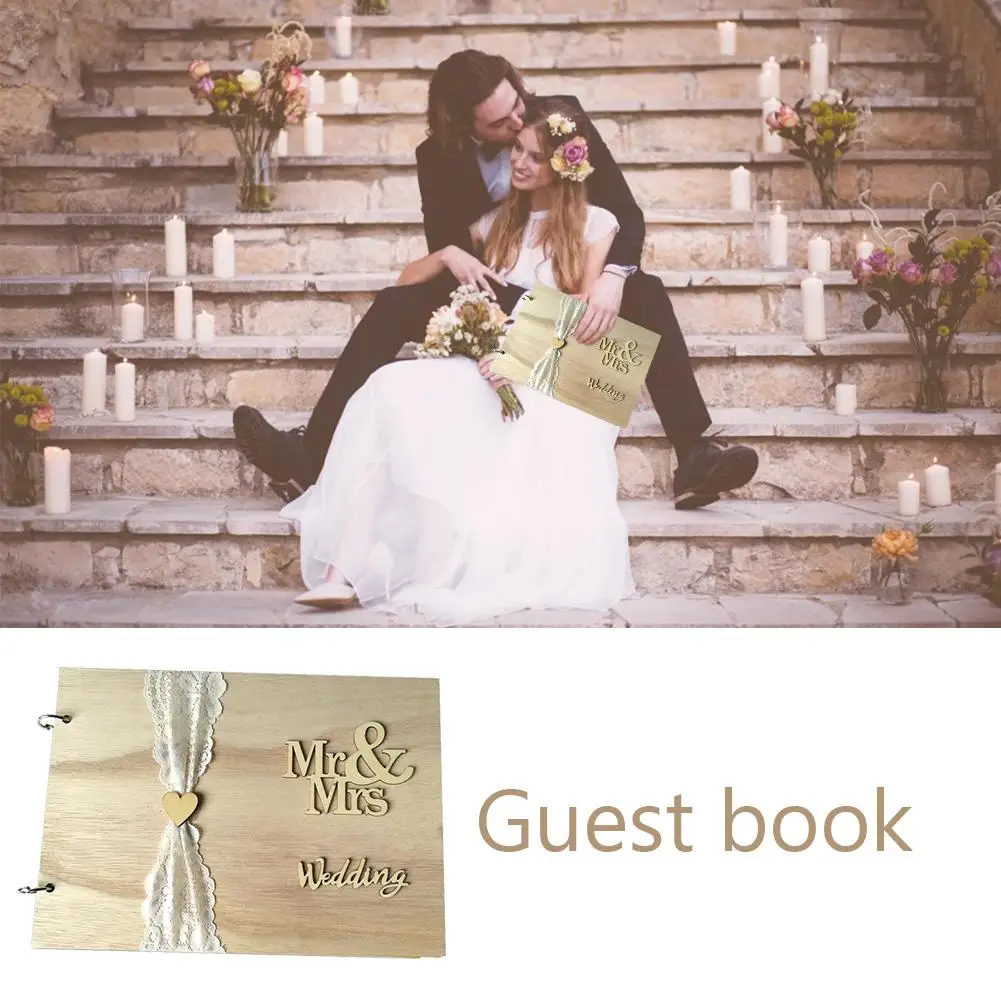 

Customized Personalized Handmade Mr Mrs Wedding Guest Book For Bride And Groom Blessing Record Book Wedding Supplies