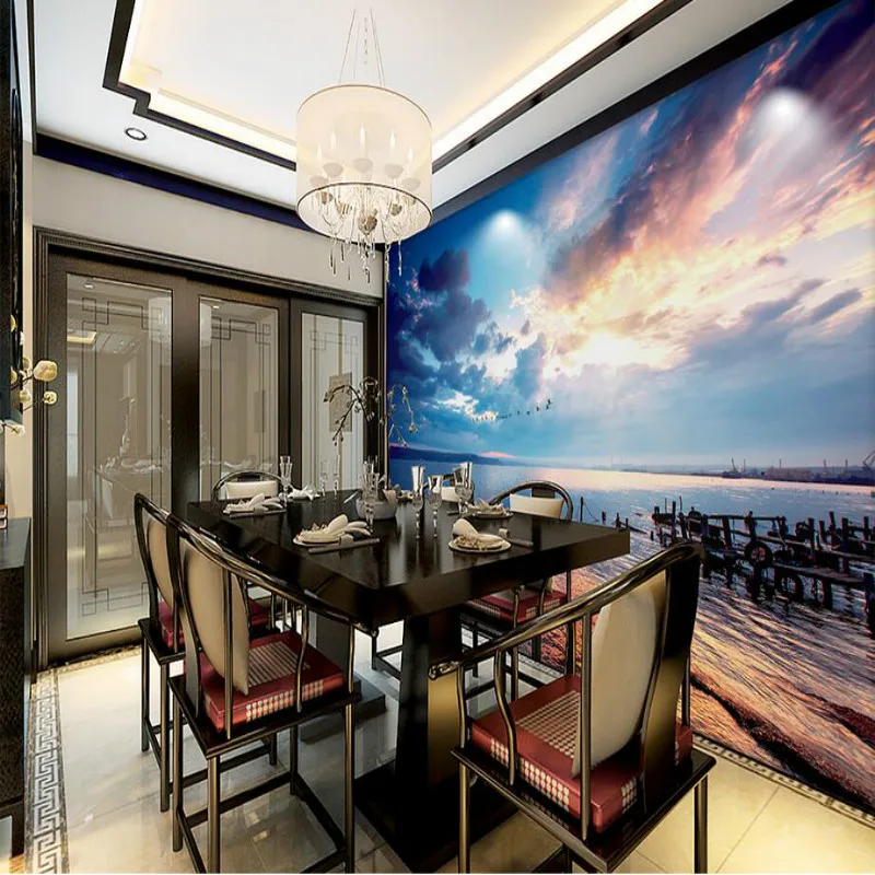 3d настенная бумага на заказ шелковая для стен фрески фон небо вода пейзаж спальня