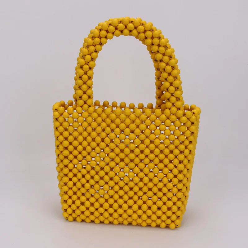 

Ladies Yellow Balls Small Square Wood Balls Fashion Hand-held Beads Bale One Bag