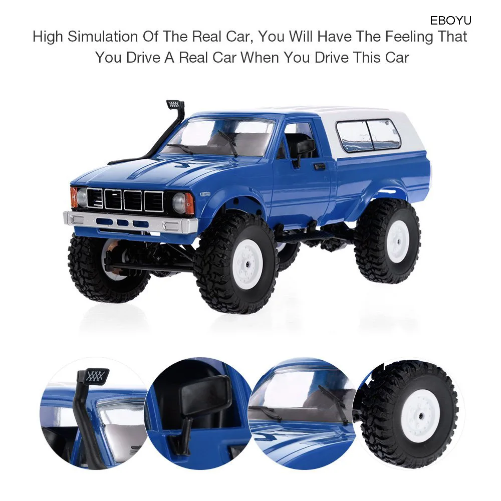 EBOYU WPL C24 1:16 2 4 ГГц 4WD RC автомобиль с фарой дистанционного управления гусеничный