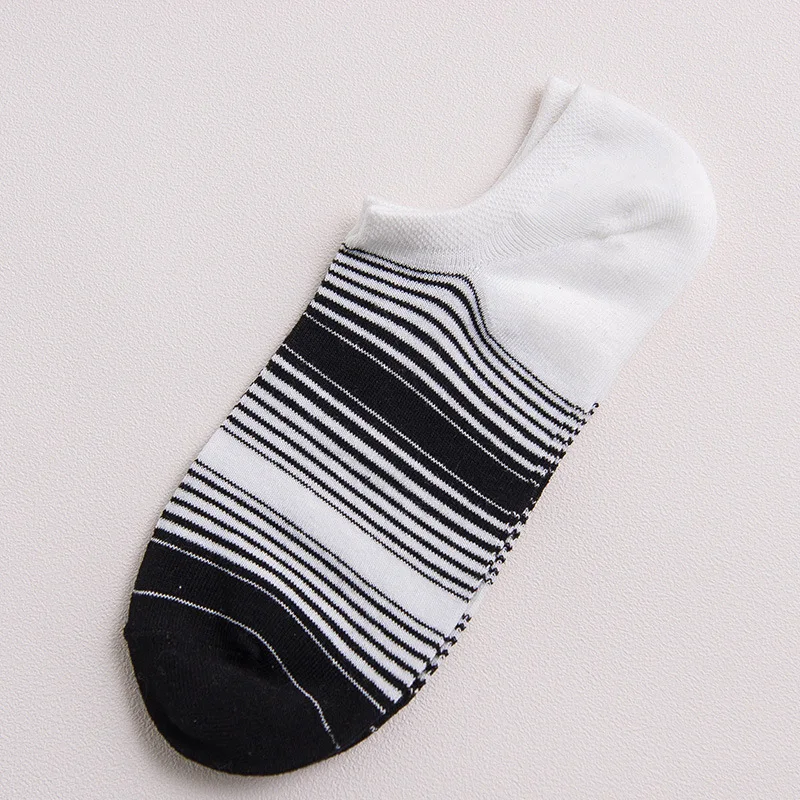 

5 pairs/lot Summer petal stripe Invisible Man Socks slippers Male Socks Cotton Silica Gel Non-slip Shallow Mouth Socks