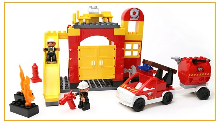 69 шт. пожарная машина пожарный DIY строительные блоки совместим с Duplo город Образование Кирпичи игрушки для детей, подарки