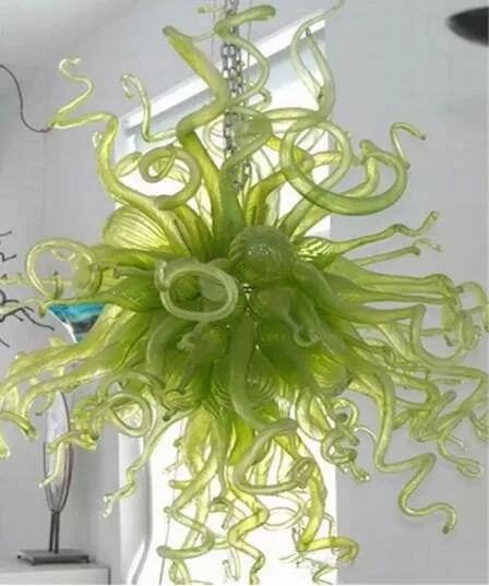 

100% Hand Blown Glass Shade Green Chandelier Style Modern Home Decor Art Lighting Fixture Crystal Lamp in Dubai