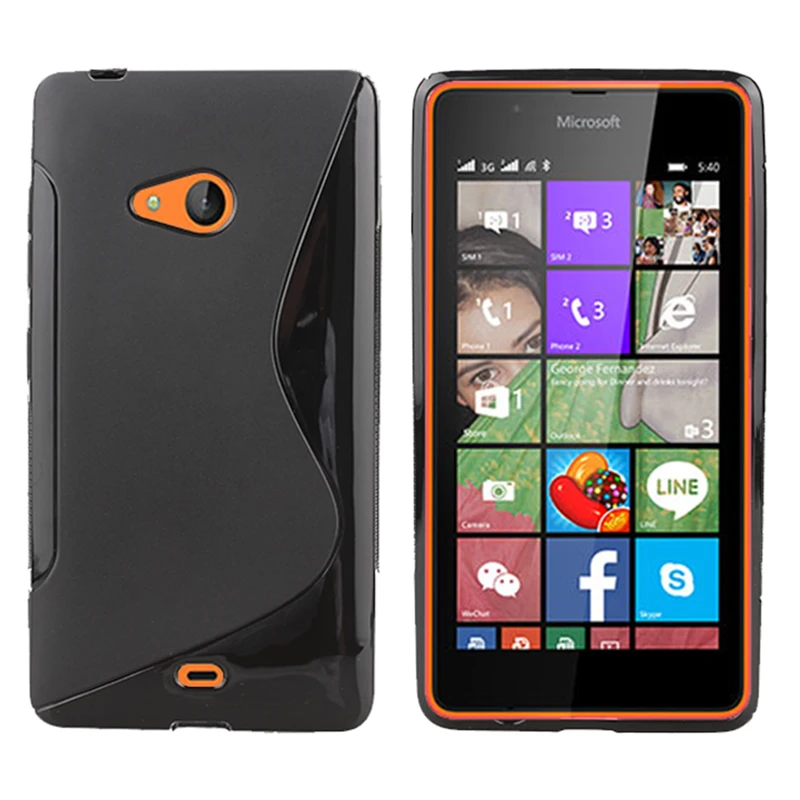 New High Quality Black S-line Flexible Soft Gel Tpu Silicone Skin Back Case Cover For Microsoft Nokia Lumia 540 Dual SIM |