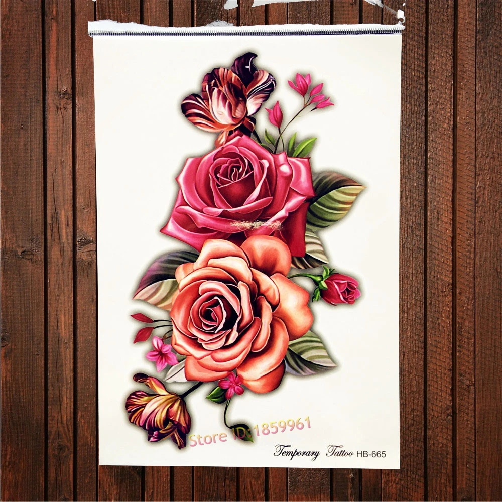 1 шт. красивая наклейка для боди-арта Flash Temporary Tattoo Butterfly Rose Flower Wreath Design Waterproof Women
