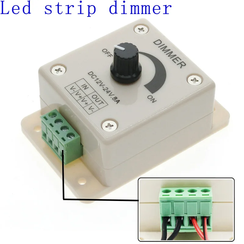 Светодиодный диммер DC12V ~ 24V 8A контроллер диммера с ручным вращением регулятор