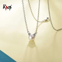 kpop cute cat kitty pendants necklaces 925 sterling silver high quality freshwater pearl charm necklace for women p6008