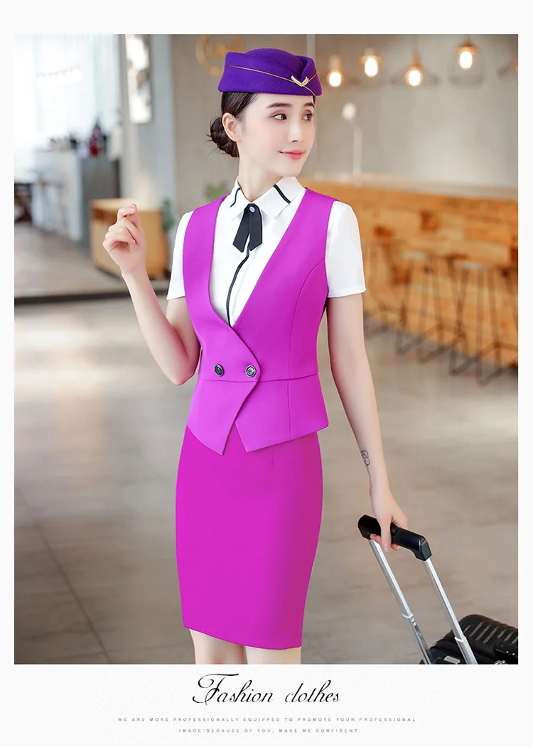 IZICFLY костюм с юбкой жилет формальный tailleur femme jupe et veste элегантный для женщин Униформа Бортпроводницы Рабочая одежда
