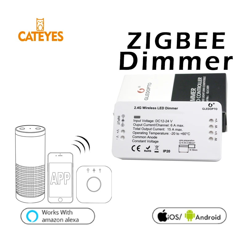 Световая лента Zigbee zll регулятор ярсветильник сти RGBW CCT и RGB CW DC 12 В 24 совместима с