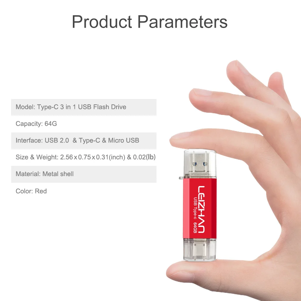 LEIZHAN OTG USB флэш-накопитель для телефона Android C фото-флешка Huawei Samsung Xiaomi 128 Гб 64 Type-C Micro