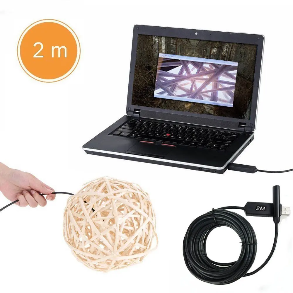 

USB Endoscope Mini Borescope 6 Waterproof Adjustable Led Snake Inspection Camera for PC Computer Window 2m Cable